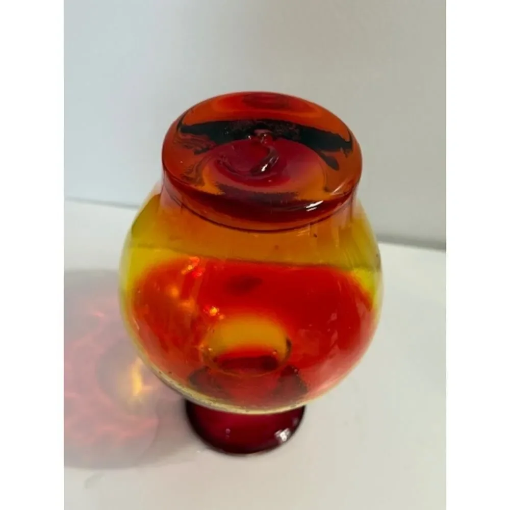 BLENKO Tangerine Amberina Blown Glass Vase Vintage Art Glass Sticker Signed